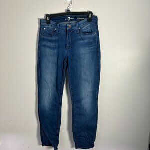 EUC 7 For All Mankind Denim Blue Jeans Kimmie Crop 29 high Waist Womens Juniors